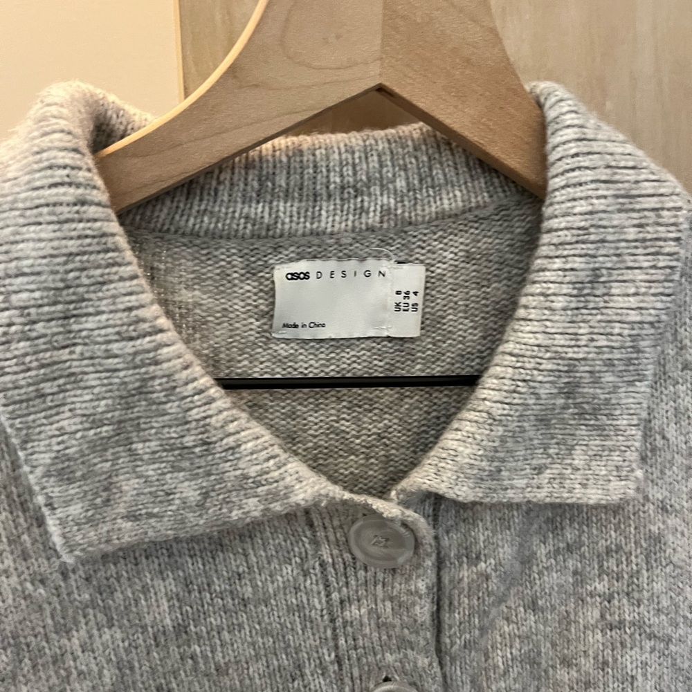 ASOS Grey Button Down Sweater - Picture 2 of 4